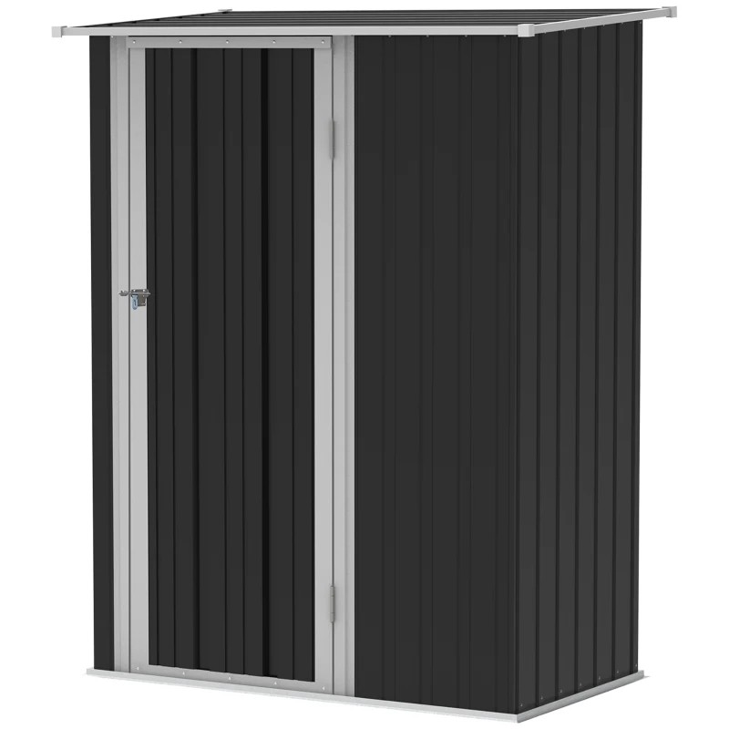 5ft x 3ft Garden Metal Storage Shed, Outdoor Tool Shed with Sloped Roof, Lockable Door for Tools, Equipment, Grey