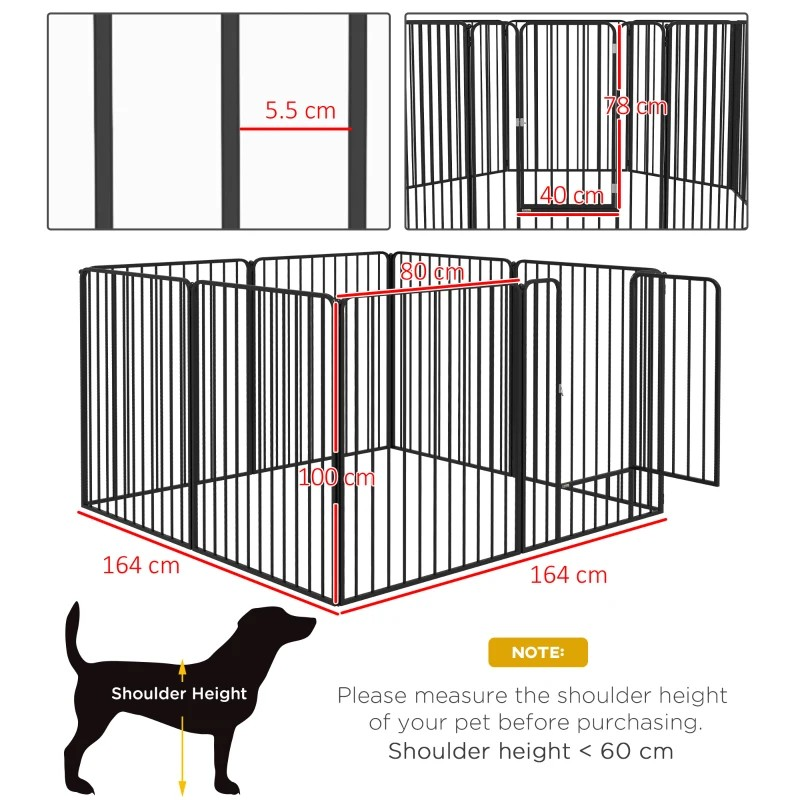 100cm 8 Panels Heavy Duty Dog Pen, Pet Playpen for Indoors, Outdoors, Small, Medium, Large Dogs