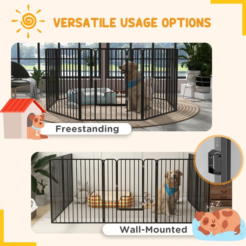 100cm 8 Panels Heavy Duty Dog Pen, Pet Playpen for Indoors, Outdoors, Small, Medium, Large Dogs